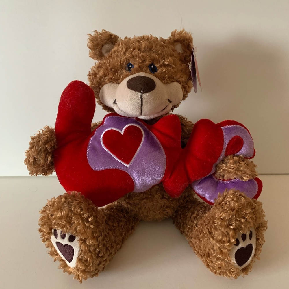 First and Main Plush Valentine Bear  Loveable Louie 16” with Tag Still On
